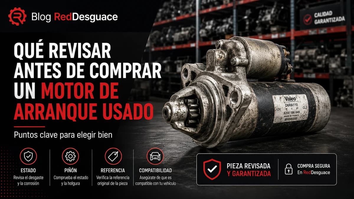 Motor de arranque usado de desguace con referencia visible
