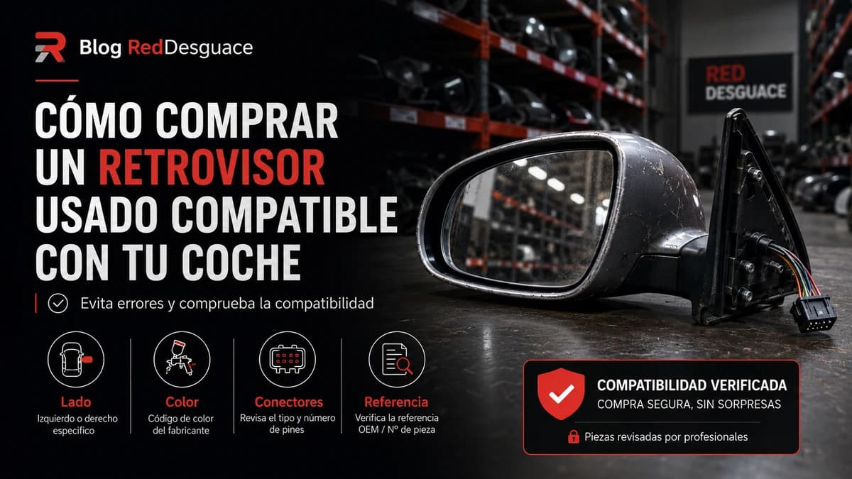 Retrovisor usado de desguace comprobado antes de la venta
