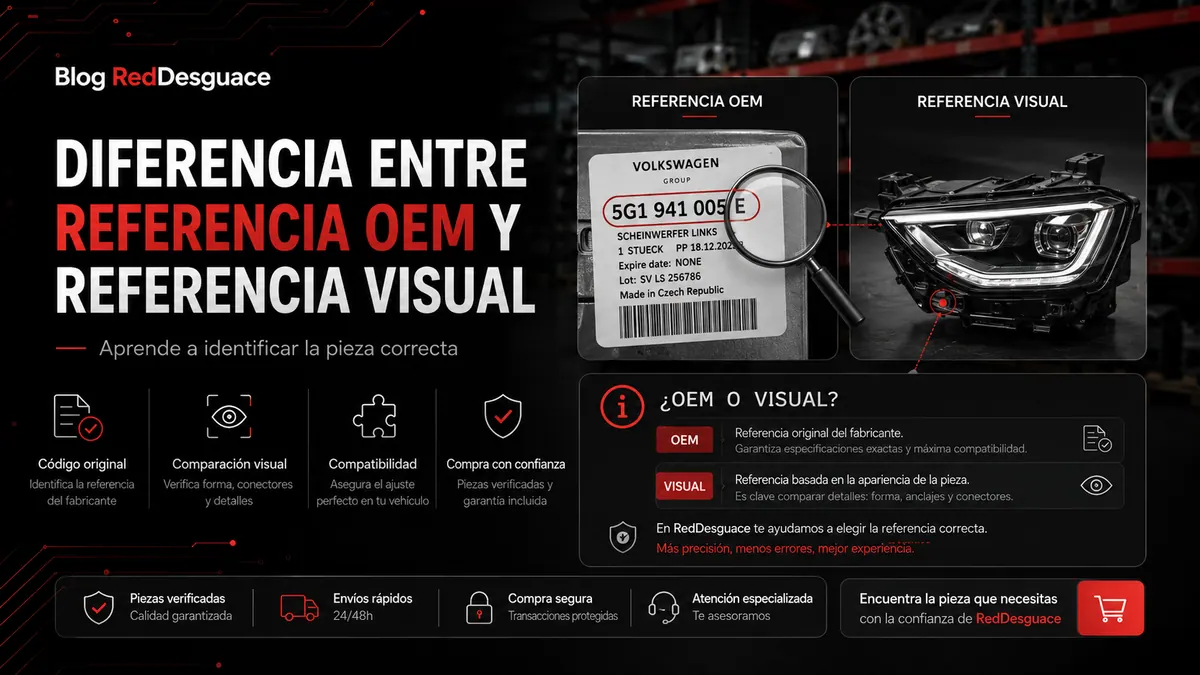 Diferencia entre referencia OEM y referencia visual en recambios