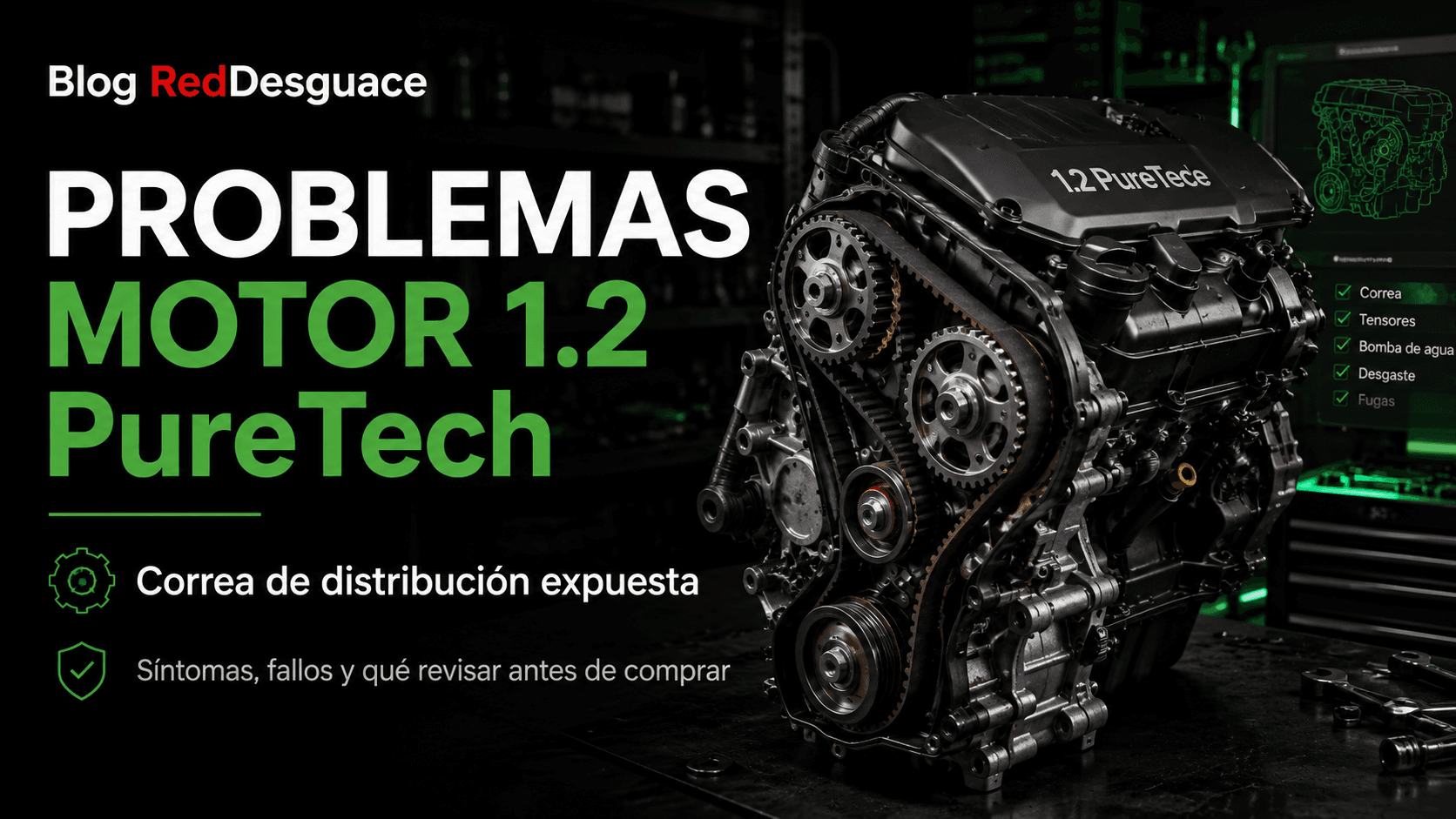 Motor PSA 1.2 PureTech de tres cilindros con la correa de distribución húmeda expuesta
