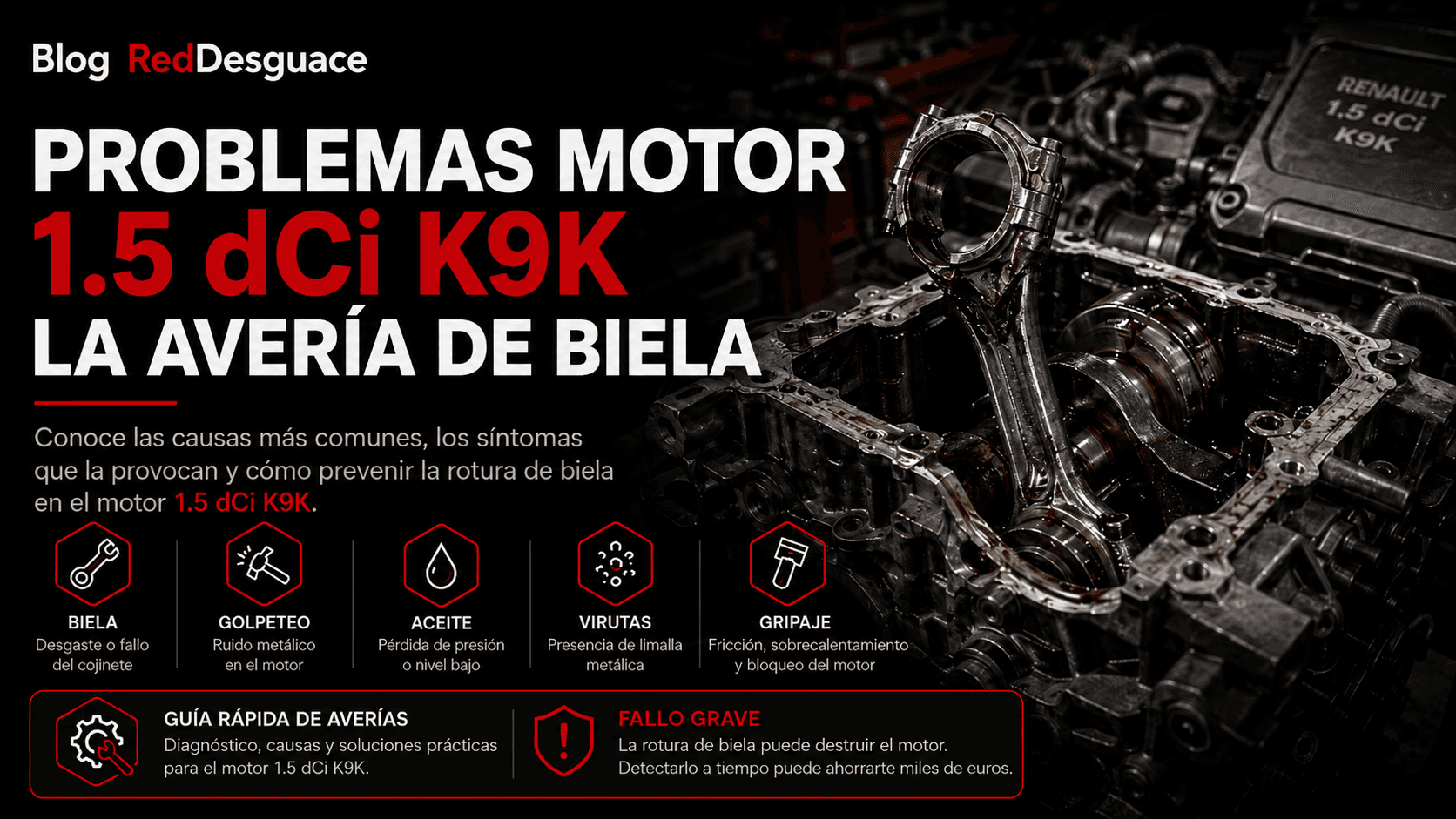 Motor Renault 1.5 dCi K9K completo en bancada de desguace