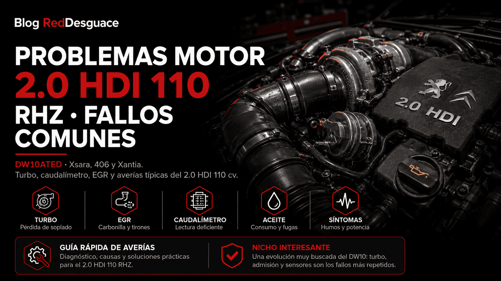Motor 2.0 HDI 110cv RHZ de desguace con bomba common rail