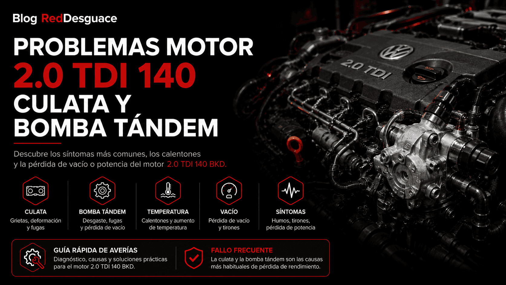 Motor Volkswagen 2.0 TDI 140cv BKD desmontado en centro autorizado