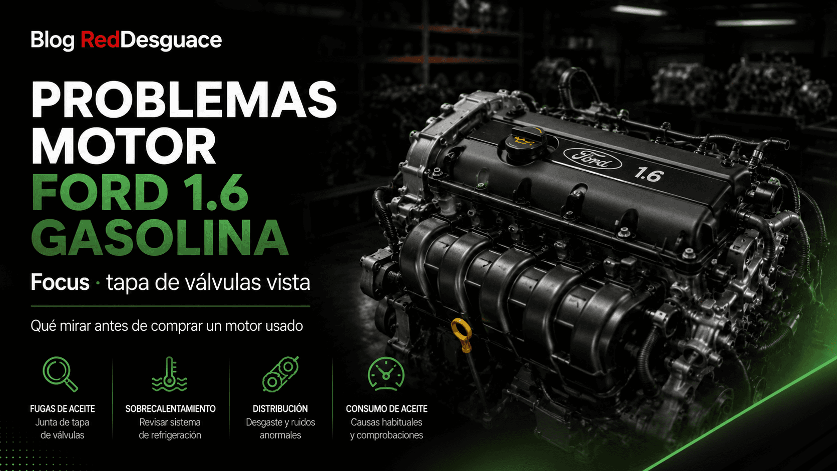 Motor Ford 1.6 gasolina Ti-VCT del Focus con tapa de válvulas vista