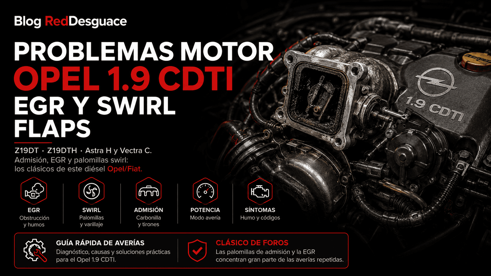 Motor Opel 1.9 CDTI con colector de admisión de aletas