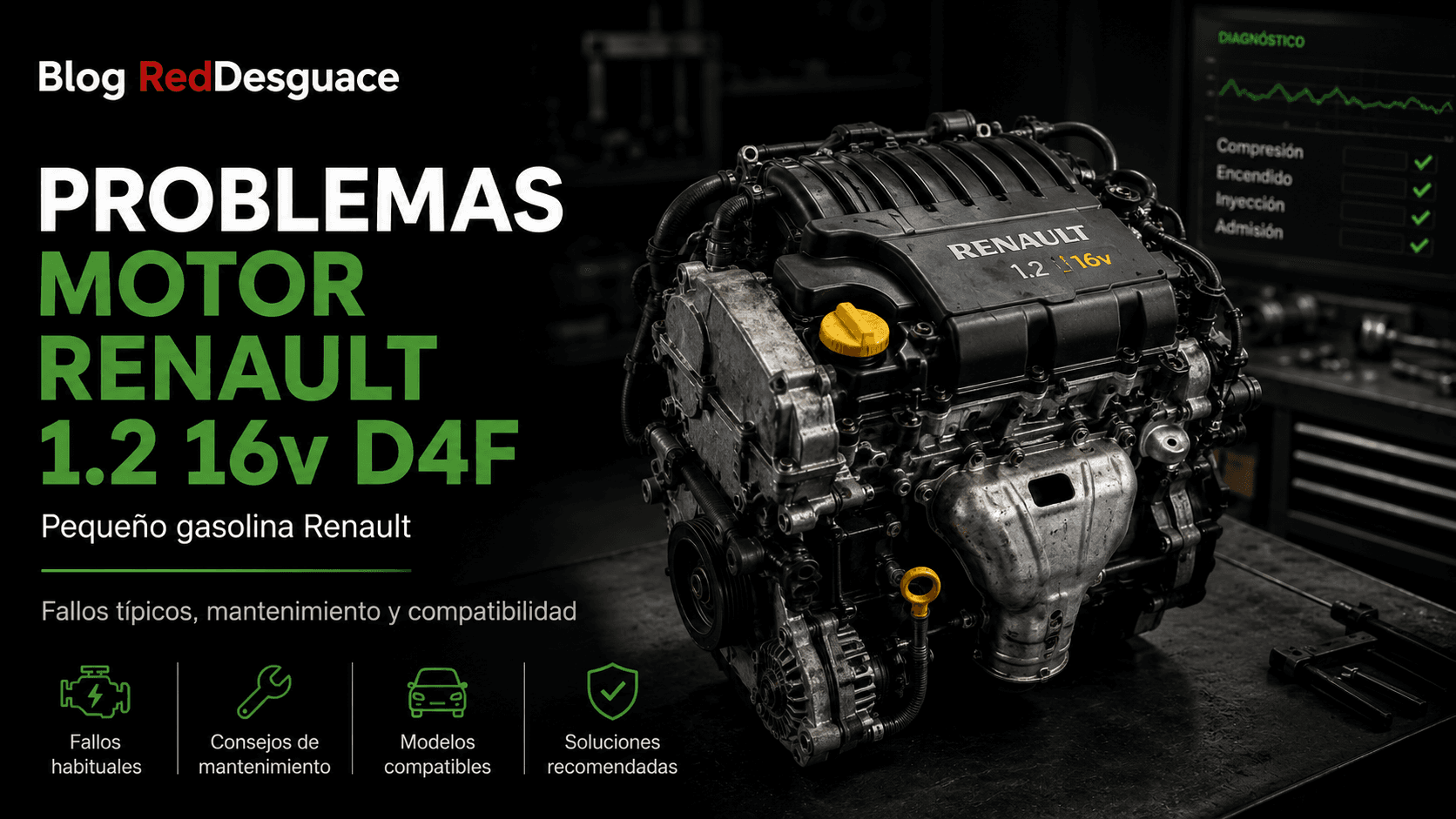 Motor Renault 1.2 16v D4F del Clio en desguace
